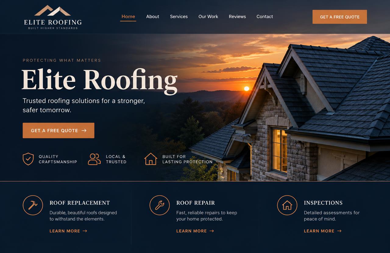 Example website design: Roofing company